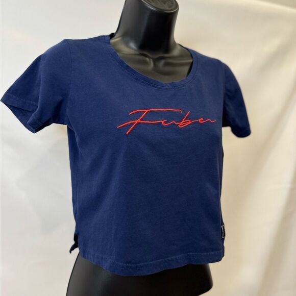 Crop Top FUBU Vintage Y2K - Bleu Marine & Jaune - Taille S - Occasion Parfait état